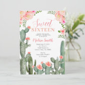 Invitation Sweet 16 Floral Cactus Succulent Anniversaire fill (Debout devant)