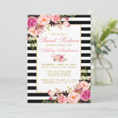 Invitation Sweet 16 Flore rayé Or rose (Debout devant)