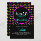 Invitation Sweet 16 Fou Poudre Neon Glow Dans La Fête Sombre (Devant / Derrière)