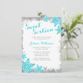 Invitation Sweet 16 Glam Winter Wonderland Silver Aqua (Debout devant)
