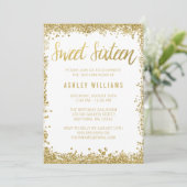 Invitation Sweet 16 Gold White Faux Parties scintillant Anniv (Debout devant)