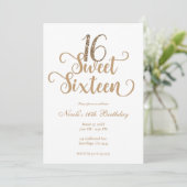 Invitation Sweet 16 Gold & White Parties scintillant fête d'a (Debout devant)