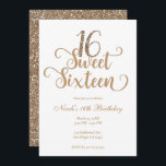 Invitation Sweet 16 Gold & White Parties scintillant fête d'a<br><div class="desc">personnaliser pour votre événement</div>