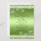 Invitation Sweet 16 Green Bow & Sparkle Diamond Annonce (Dos)