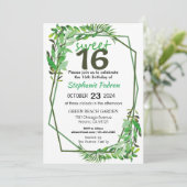 Invitation Sweet 16 Greenery Géométrique Moderne 16e annivers (Debout devant)