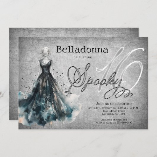 Invitation Sweet 16 Halloween anniversaire (Devant / Derrière)