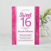 Invitation Sweet 16 Hot Pink Glam Virtual 16th Birthday Party (Debout devant)