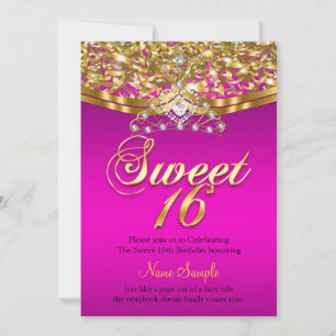 Invitation Sweet 16 Hot rose Anniversaire Parties scintillant