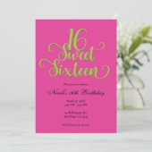 Invitation Sweet 16 Hot Rose & Lime Green fête d'anniversaire (Debout devant)
