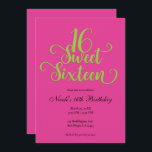 Invitation Sweet 16 Hot Rose & Lime Green fête d'anniversaire<br><div class="desc">Personnaliser pour votre événement.</div>