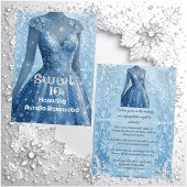Invitation Sweet 16 Icy Blue Silver Snowflakes Personalized 