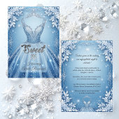 Invitation Sweet 16 Icy Blue Silver Winter Frost Snowflakes