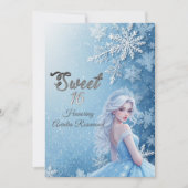 Invitation Sweet 16 Icy Blue Silver Winter Personalized Photo (Devant)