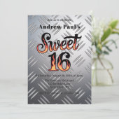 Invitation Sweet 16 In Flames and Silver Plate Birthday Party (Debout devant)