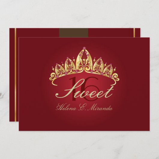 Invitation SWEET 16/invitation RUBY TIARA/DO-IT-YOURSELF coul (Devant / Derrière)