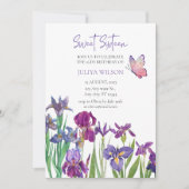 Invitation Sweet 16 iris calligraphie de fleur (Devant)