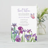 Invitation Sweet 16 iris calligraphie de fleur (Debout devant)