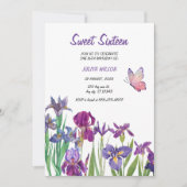 Invitation Sweet 16 Iris fleur violet Anniversaire (Devant)