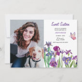 Invitation Sweet 16 Iris flower Photo Anniversaire (Devant)