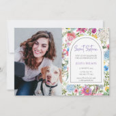 Invitation Sweet 16 jardin fleur sauvage script (Devant)