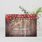 Invitation Sweet 16 lampes à cordes Feuilles d'automne Annive (Debout devant)