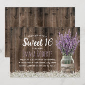 Invitation Sweet 16 Lavande Rustique Jar Floral Élégant Bois (Devant / Derrière)