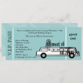Invitation Sweet 16 Limo Party Pass (Devant / Derrière)