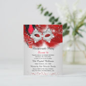 Invitation Sweet 16 Masque de dentelle Rouge Argent Masquerad (Debout devant)