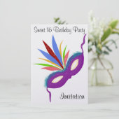 Invitation Sweet 16 Masquerade Ball Purple Party Masque (Debout devant)