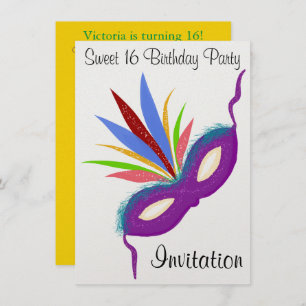 Invitation Sweet 16 Masquerade Ball Purple Party Masque