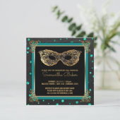 Invitation Sweet 16 Masquerade Ball Sweet sixteen Turquoise O (Debout devant)