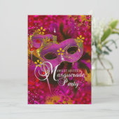Invitation Sweet 16 Masquerade Florale Or Rose (Debout devant)