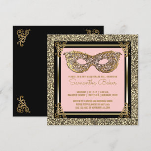 Invitation Sweet 16 Masquerade   Or rose sweet sixteen