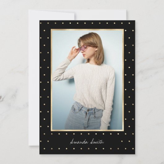 Invitation Sweet 16 Modern Script Gold Foil Noir Anniversaire (Dos)