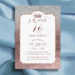 Invitation Sweet 16 Moderne Rose Foil Gold Princess Couronne<br><div class="desc">Rose Foil moderne Gold Princess Crown Sweet 16 Invitations de fête.</div>