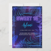 Invitation Sweet 16 Neon Fête d'anniversaire (Devant)