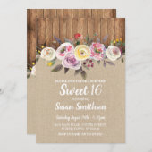 Invitation Sweet 16 N'importe quel âge fête d'anniversaire Fl (Devant / Derrière)