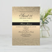 Invitation Sweet 16 Noir et Or (Debout devant)