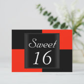 Invitation Sweet 16 Noir Rouge (Debout devant)