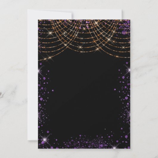 Invitation Sweet 16 noir violet or parties scintillant luxe (Dos)