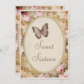 Invitation Sweet 16 notes sur le papillon et la musique des R (Devant / Derrière)