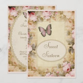 Invitation Sweet 16 notes sur le papillon et la musique des R (Devant / Derrière)