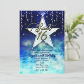 Invitation Sweet 16 Nuages Célestes & Étoiles Dorées Fête (Debout devant)