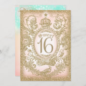 Invitation Sweet 16 Once upon a Time Princess Sea Foam (Devant / Derrière)