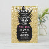 Invitation Sweet 16 Or moderne Parties scintillant ananas (Debout devant)