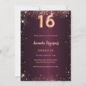 Invitation Sweet 16 or rose bordeaux (Devant)