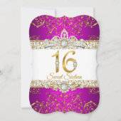 Invitation Sweet 16 Or rose Diamond Glamor Anniversaire (Devant)