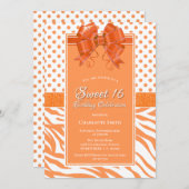 Invitation Sweet 16 Orange et White Party (Devant / Derrière)