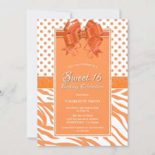 Invitation Sweet 16 Orange et White Party