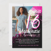 Invitation Sweet 16 Paint Splatter Photo Anniversaire Invitat (Devant)